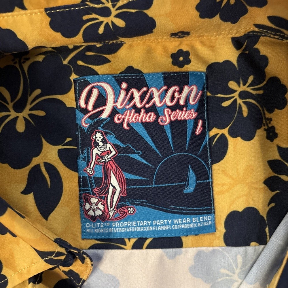 DIXXON Shirt Adult Mens Large Yellow Aloha Series Short Sleeve Hawaiian D lite - Picture 7 of 13